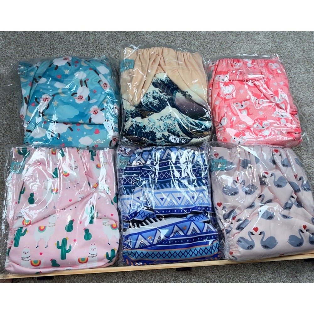 Alvababy Baby Pocket Cloth Diaper Adjustable Washable 6 pk 12 inserts New